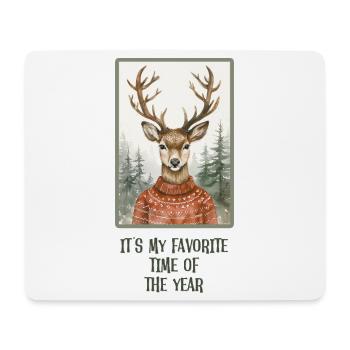 Funny reindeer in Christmas sweater - Mouse Pad (horizontal) - white - Front