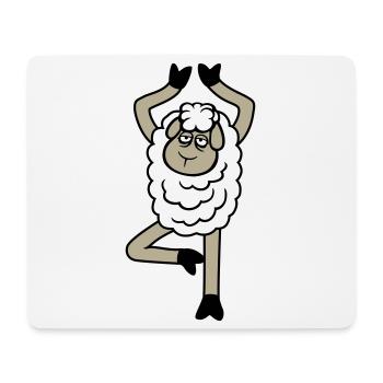 mouton fatigué épuisé triste yoga arbre pose bande dessinée - Tapis de souris (format paysage) - blanc - Devant