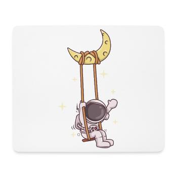 Astronautenschaukel auf der Mondsichel - Mousepad (Querformat) - Weiß - Vorne