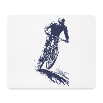 Mountain bike silhouette in jump - Mouse Pad (horizontal) - white - Front