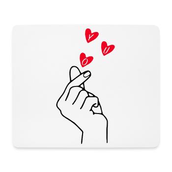 Finger Heart Love Minimal Line Art Design - Mousepad (Querformat) - Weiß - Vorne