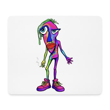 Bunter abstrakter Raucher-Charakter - Mousepad (Querformat) - Weiß - Vorne