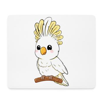 Niedlicher gelb weißer Kakadu auf Ast - Mousepad (Querformat) - Weiß - Vorne