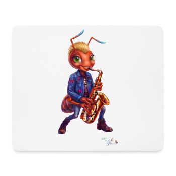 Jazz Ameise MALÚ | Niedliches Saxophon Geschenk - Mousepad (Querformat) - Weiß - Vorne