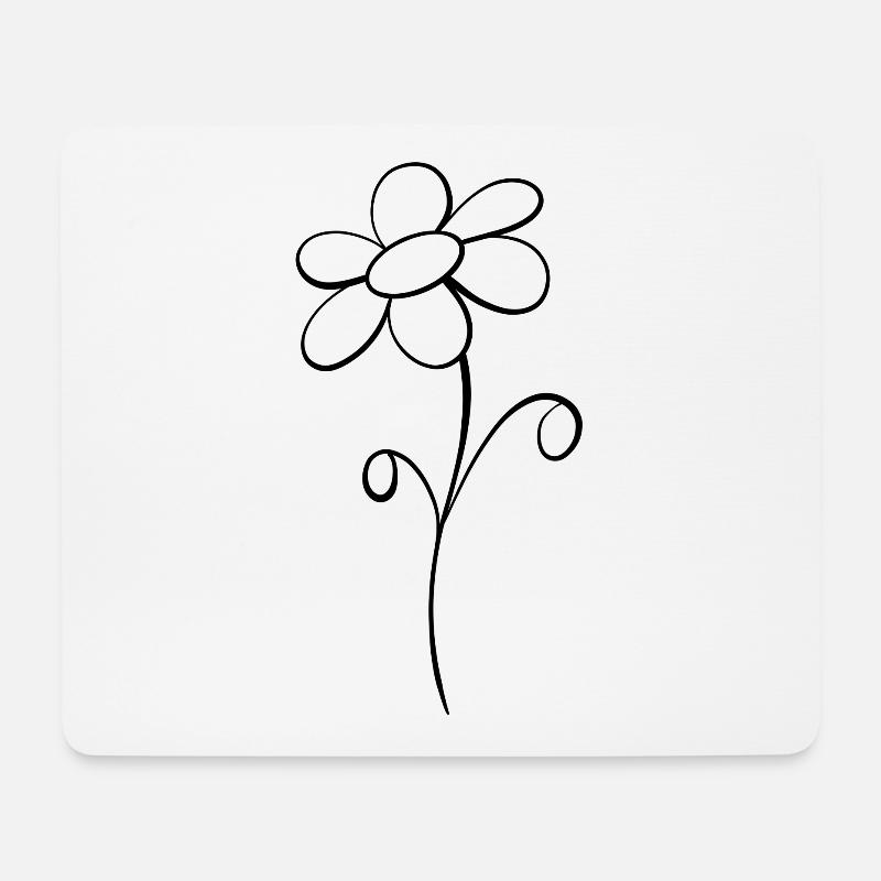 Wunderblume Strichzeichnung Schwarz - Mousepad (Querformat) - Weiß