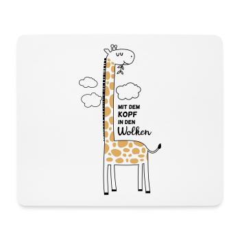 Giraffe mit dem Kopf in den Wolken - Mousepad (Querformat) - Weiß - Vorne