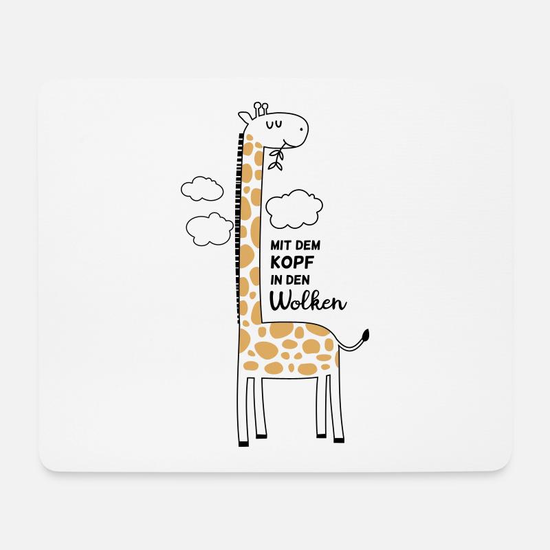Giraffe mit dem Kopf in den Wolken - Mousepad (Querformat) - Weiß