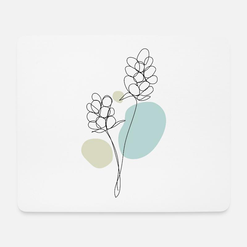 Abstrakte einzeilige Blume - Mousepad (Querformat) - Weiß