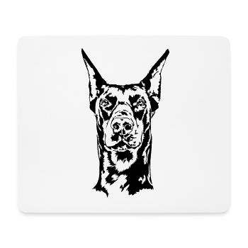 Doberman Portrait Dobi Dobie Chien Chiens Wilsigns - Tapis de souris (format paysage) - blanc - Devant