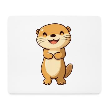 Loutre mignonne et heureuse dans le style dessin animé - Adorable - Tapis de souris (format paysage) - blanc - Devant