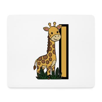 Giraffe am Pfosten – Kinderillustration - Mousepad (Querformat) - Weiß - Vorne
