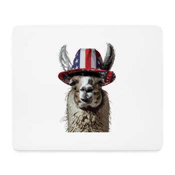Coole Amerika Llama Sonnenbrille Patriotisch - Mousepad (Querformat) - Weiß - Vorne