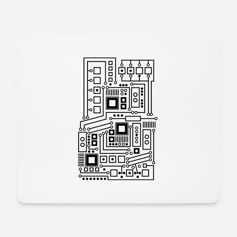 Platine Muster Technik Nerd - Mousepad (Querformat) - Weiß