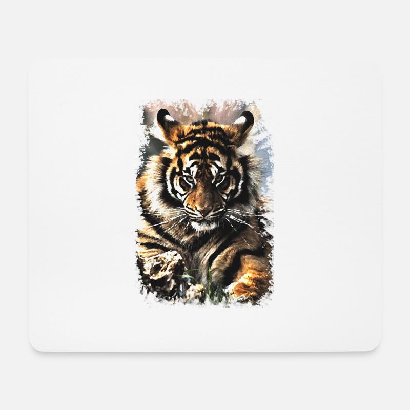 Tigre - Tapis de souris (format paysage) - blanc