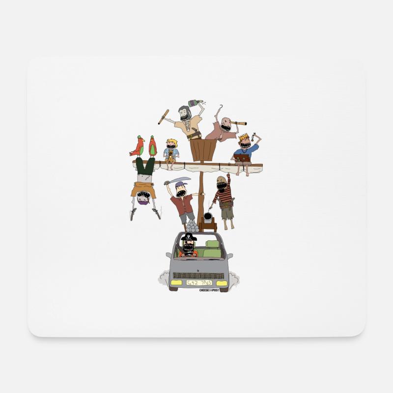 Piratenschiff Auto - Mousepad (Querformat) - Weiß