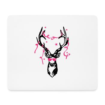 Hirsch - Partyhirsch - Hirschkopf - Sonnenbrille - Mousepad (Querformat) - Weiß - Vorne