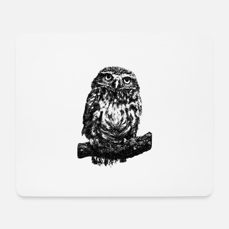 Eule - Mousepad (Querformat) - Weiß