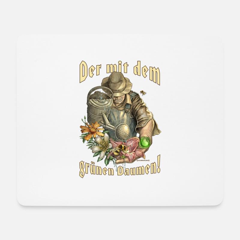 Der mit dem grünen Daumen Gärtner RAHMENLOS - Mousepad (Querformat) - Weiß