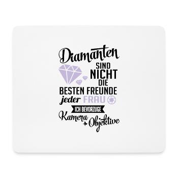 Fotografin: Diamanten? ich will Kamera & Objektive - Mousepad (Querformat) - Weiß - Vorne