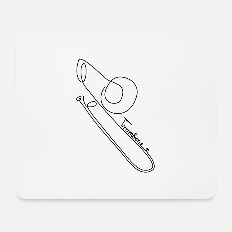 one line trombone - Mousepad (Querformat) - Weiß