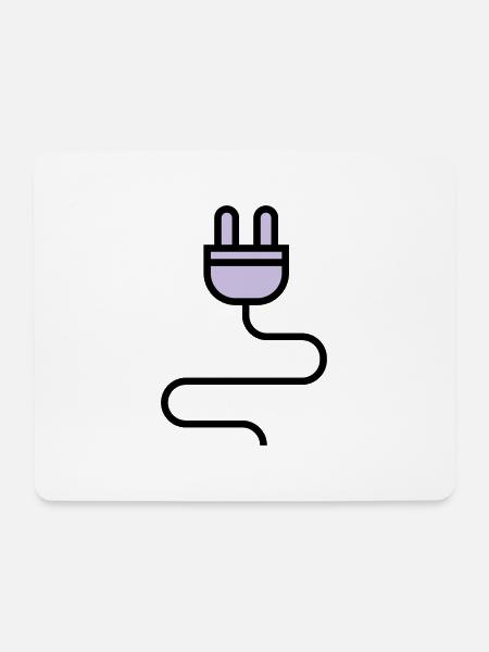 Stromkabel, Stecker - Mousepad (Querformat) - Weiß