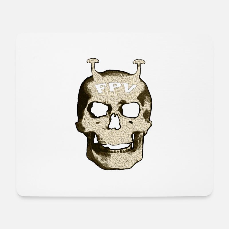 FPV Totenkopf Schaedel - Mouse Pad (horizontal) - white
