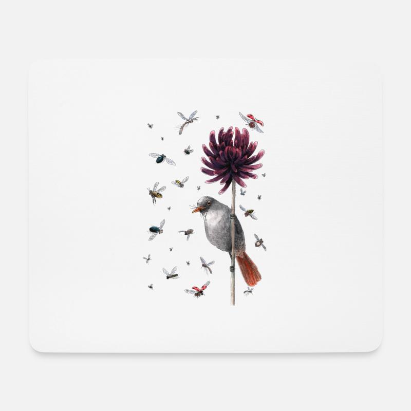 bird & fly - Mouse Pad (horizontal) - white