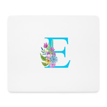E Buchstabe Blau - Mousepad (Querformat) - Weiß - Vorne