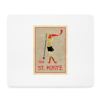 Affiche de voyage rétro vintage St Moritz - Tapis de souris (format paysage) - blanc - Devant