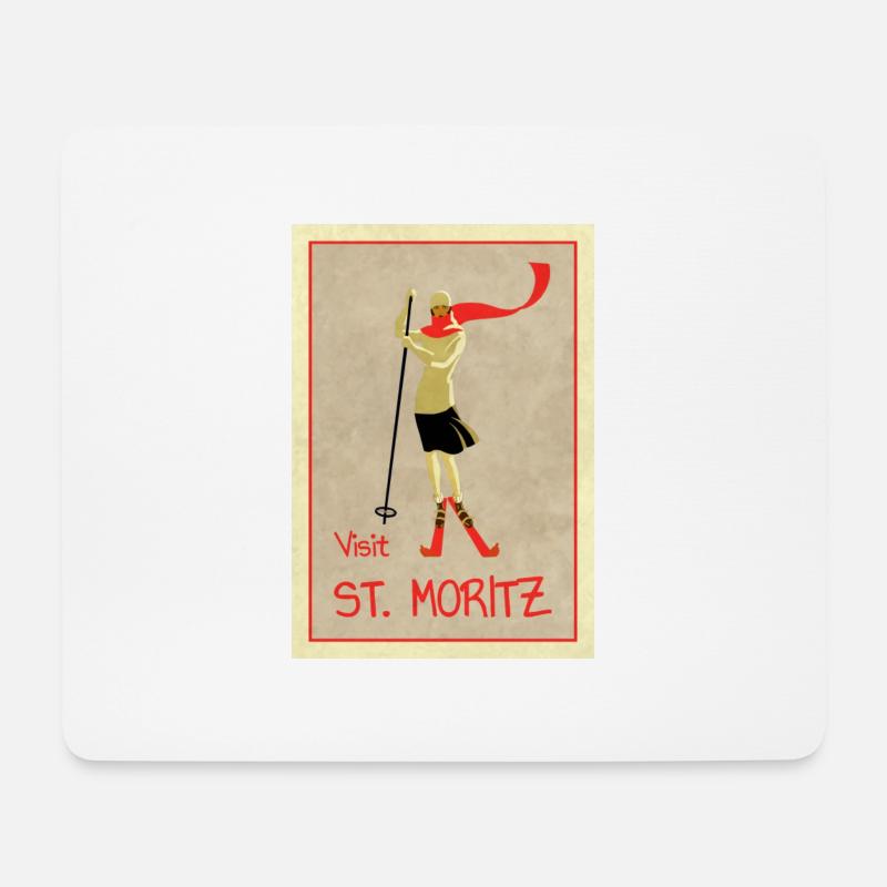 Vintage Retro Reise Plakat St Moritz - Mousepad (Querformat) - Weiß
