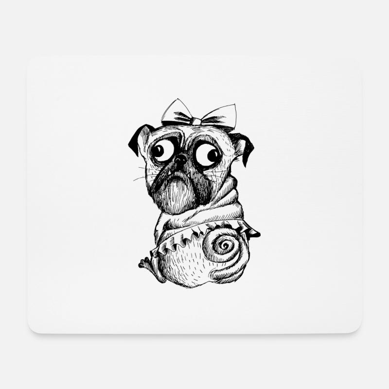 mops girl - Mousepad (Querformat) - Weiß