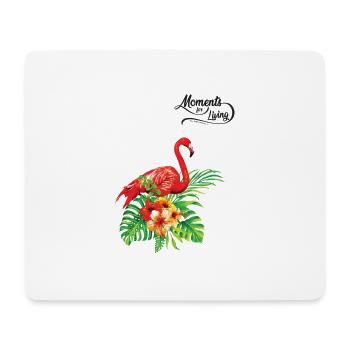 Red Flamingo and Flowers summer design tropical - Mousepad (Querformat) - Weiß - Vorne