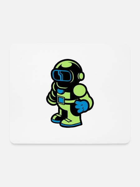 Cartoon Spaceman Astronaut - Mouse Pad (horizontal) - white