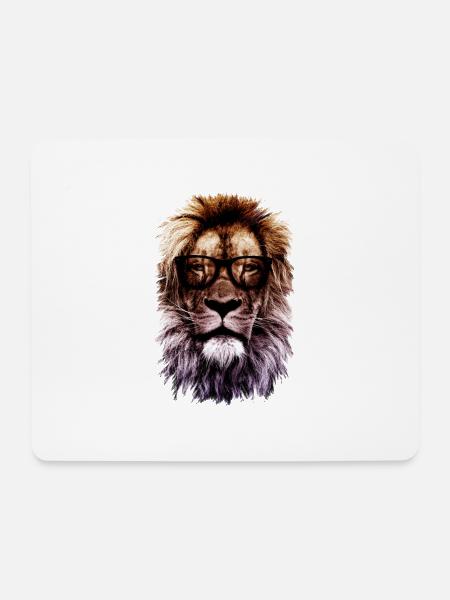 Hipster Löwe - Mousepad (Querformat) - Weiß