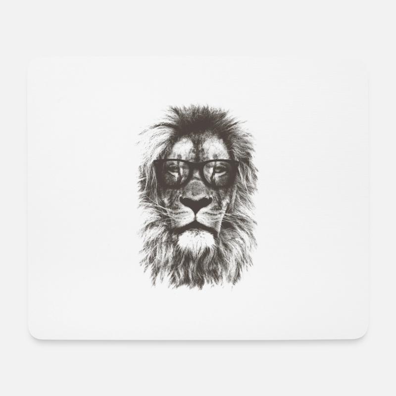 Hipster-Löwe - Mousepad (Querformat) - Weiß