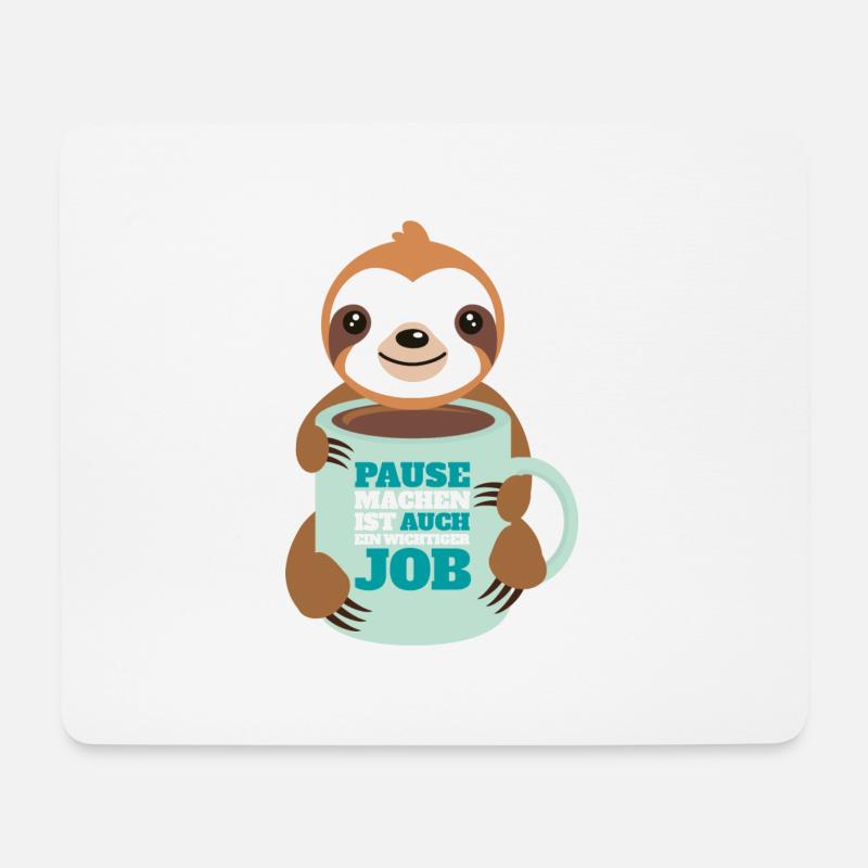 Pause lustig tier Arbeit Faultier chillen - Mousepad (Querformat) - Weiß