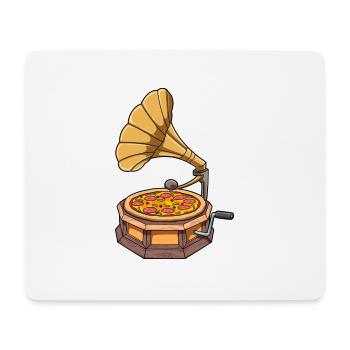 Lustiges Pizza Grammophon Schallplattenspieler - Mousepad (Querformat) - Weiß - Vorne