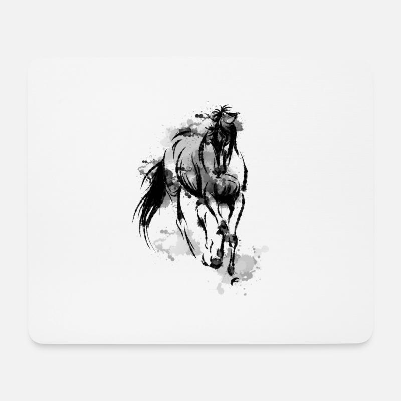Cheval aquarelle - Tapis de souris (format paysage) - blanc