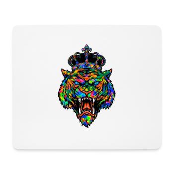 Tigerkopf König Regenbogen Bunt - Mousepad (Querformat) - Weiß - Vorne