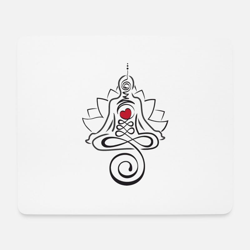 Lotus Herz Unalome - Mousepad (Querformat) - Weiß