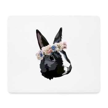 rabbit with flower wreath - Mouse Pad (horizontal) - white - Front