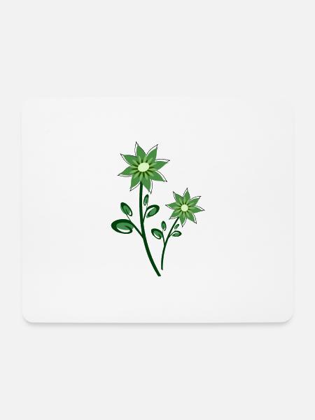 grüne Blumen abstrakt - Mousepad (Querformat) - Weiß