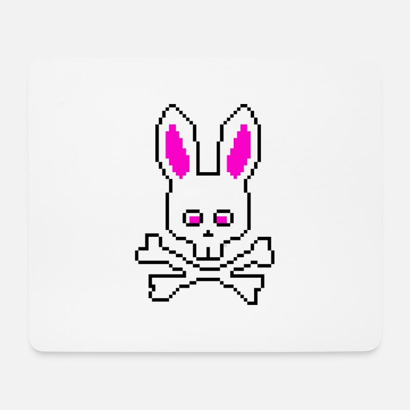 Totenkopf Hase Pink - Mousepad (Querformat) - Weiß
