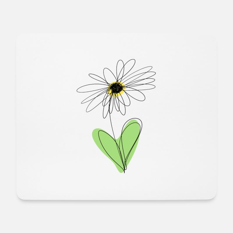 Gänseblümchen - eine Linie - Mousepad (Querformat) - Weiß