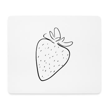 Strawberry Line Art - Minimalist - Mouse Pad (horizontal) - white - Front