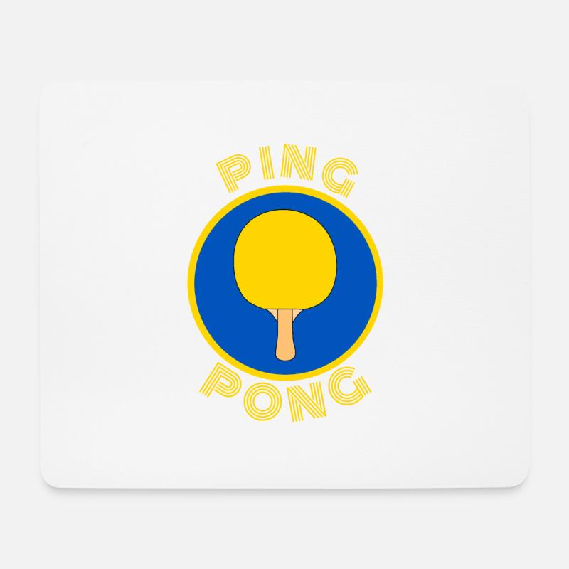 Ping Pong bleu et Jaune - Tapis de souris (format paysage) - blanc
