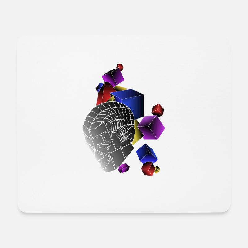 Roboter mit Würfel bunt - Mousepad (Querformat) - Weiß