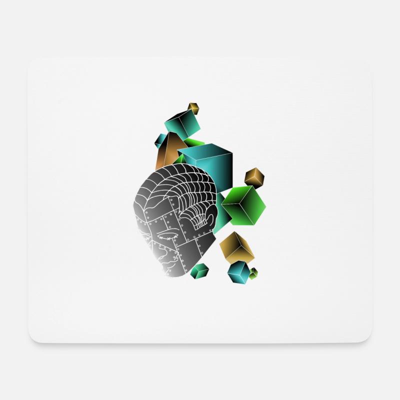 Roboter mit Würfeln bunt - Mousepad (Querformat) - Weiß