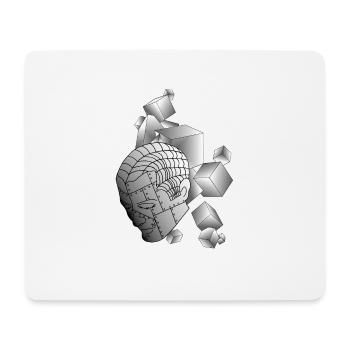 Roboter mit Würfel hellgrau - Mousepad (Querformat) - Weiß - Vorne