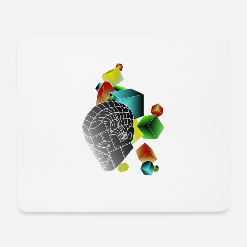 Roboter mit Würfeln bunt - Mousepad (Querformat) - Weiß